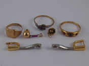 Appraisal: A mixed lot comprising two carat gold rings a ring