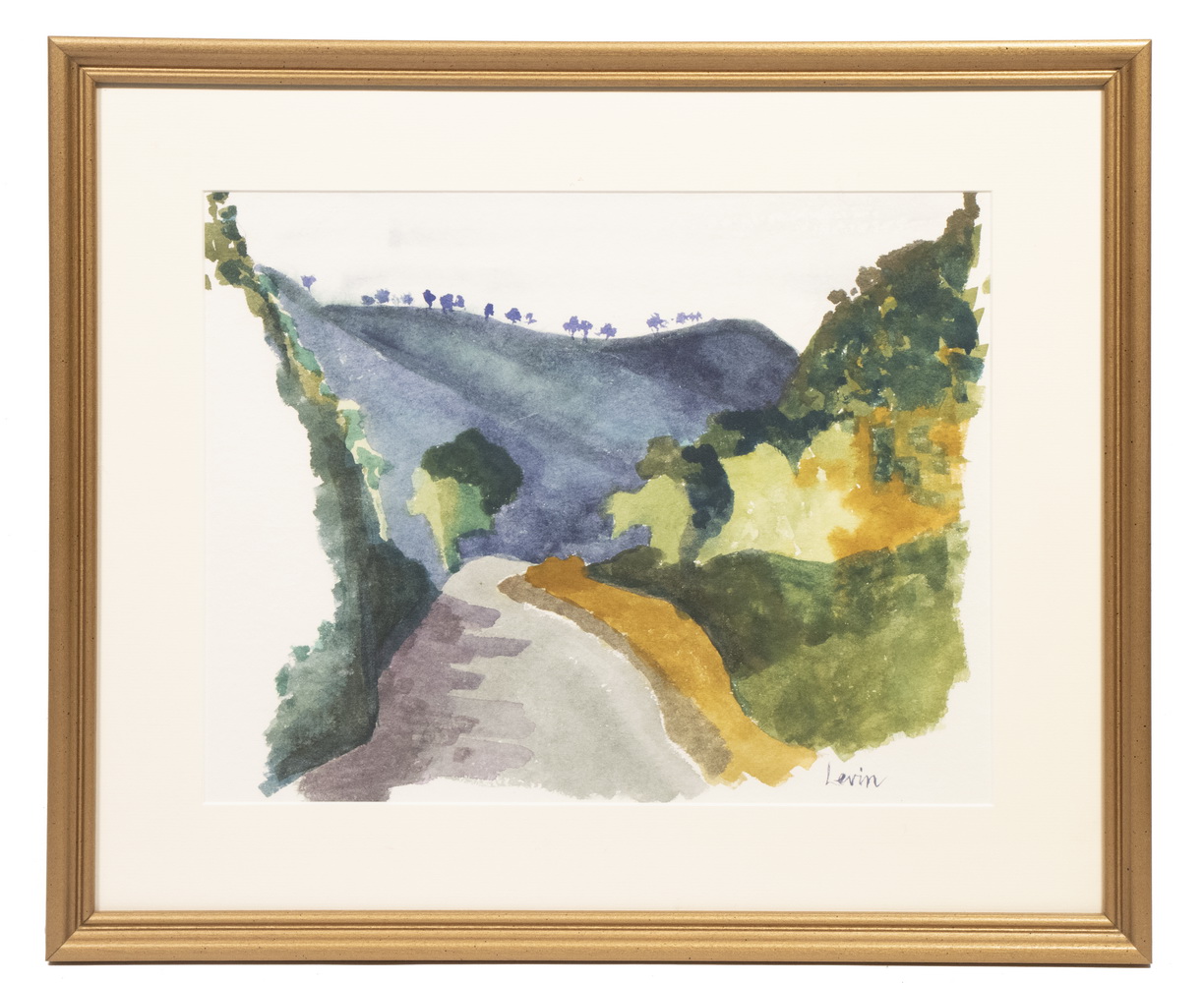 Appraisal: WATERCOLOR CAROL LEVIN X A simple watercolor scene of looking