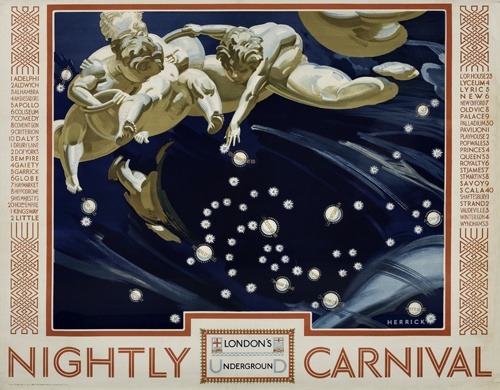 Appraisal: FREDERICK C HERRICK - LONDON'S UNDERGROUND NIGHTLY CARNIVAL x inches