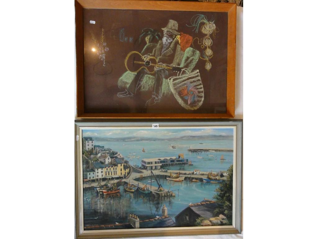 Appraisal: An oil painting on board of a busy harbour scene