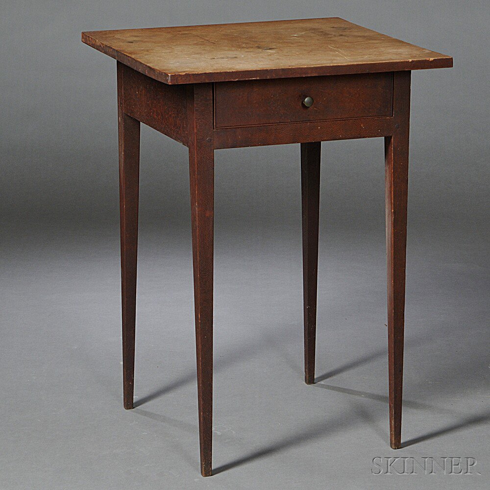 Appraisal: Cherry One-drawer Stand New England c rectangular top on four