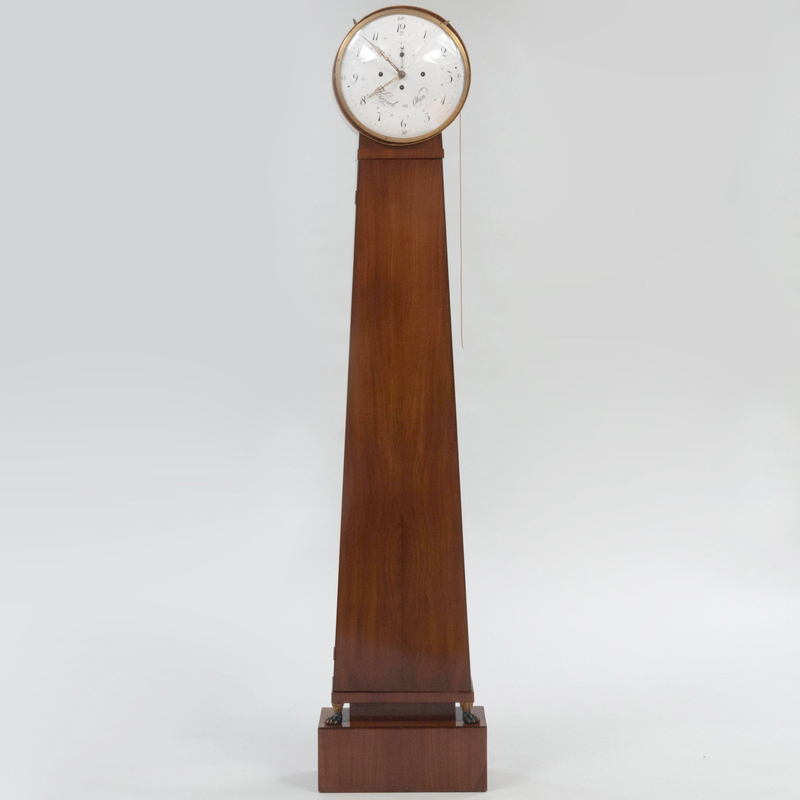 Appraisal: Austrian Late Neoclassical Mahogany Long Case Clock Vienna The dial