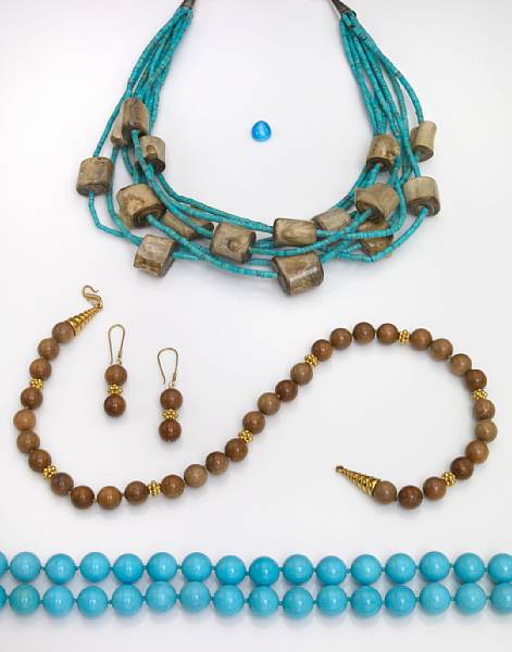 Appraisal: Turquoise Bead Infinite Necklace A single continuous strand of large