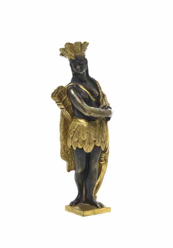 Appraisal: A Continental Gilt and Patinated Bronze Figure allegorical of the