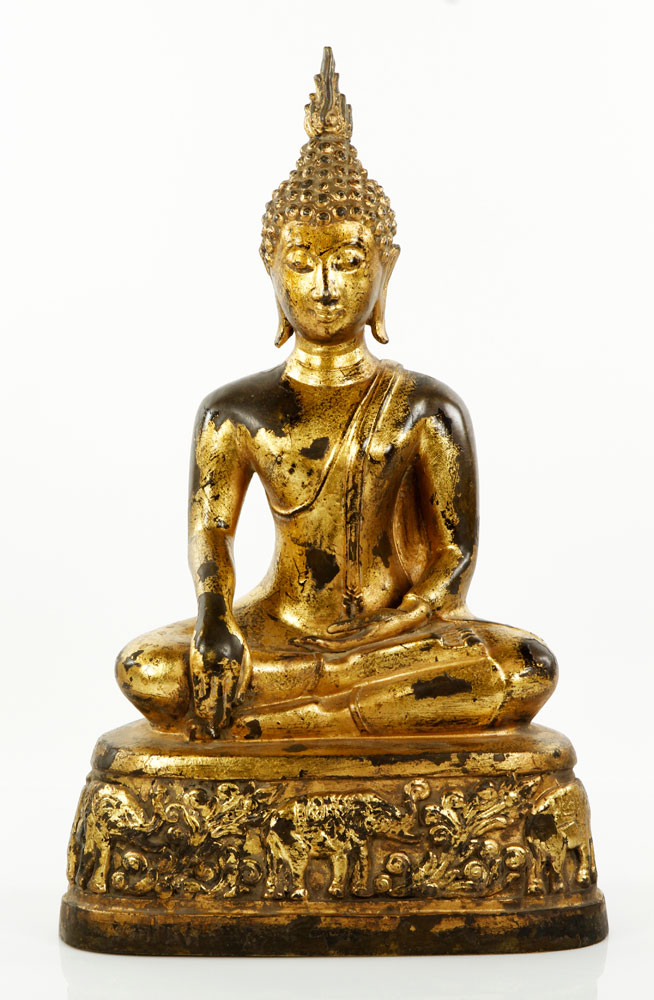 Appraisal: - Bronze Gold Leaf Buddha Buddha bronze with gold leaf