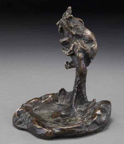 Appraisal: CM Russell bronze trinket dish modeled as a bearclimbing a