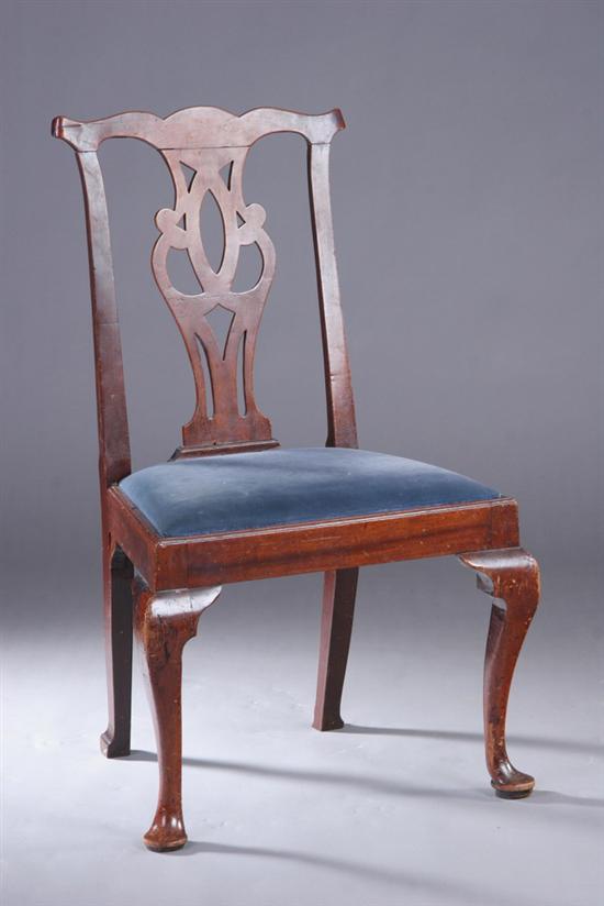 Appraisal: AMERICAN CHIPPENDALE MAHOGANY SIDE CHAIR circa probably New York With