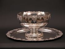 Appraisal: International Silver Vintage Tray and Punch Bowl Lovely silver-plated tray