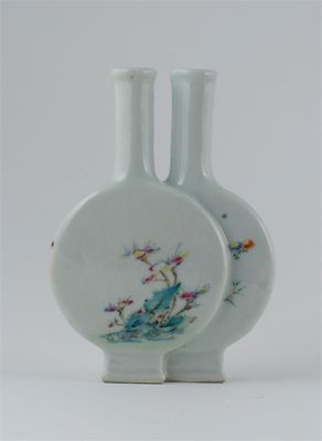 Appraisal: A small Chinese famille rose double vase painted with flowering