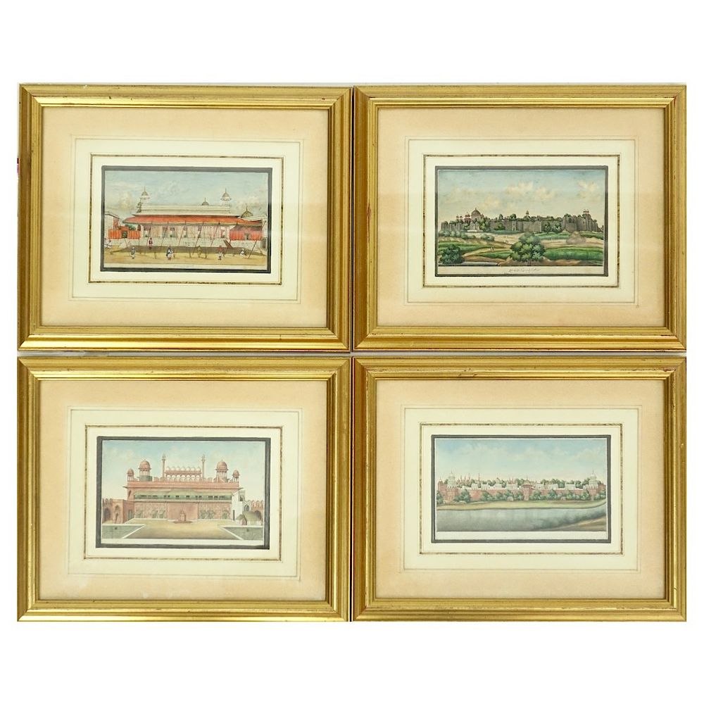 Appraisal: Four th Century East Indian School Watercolors Set of Four