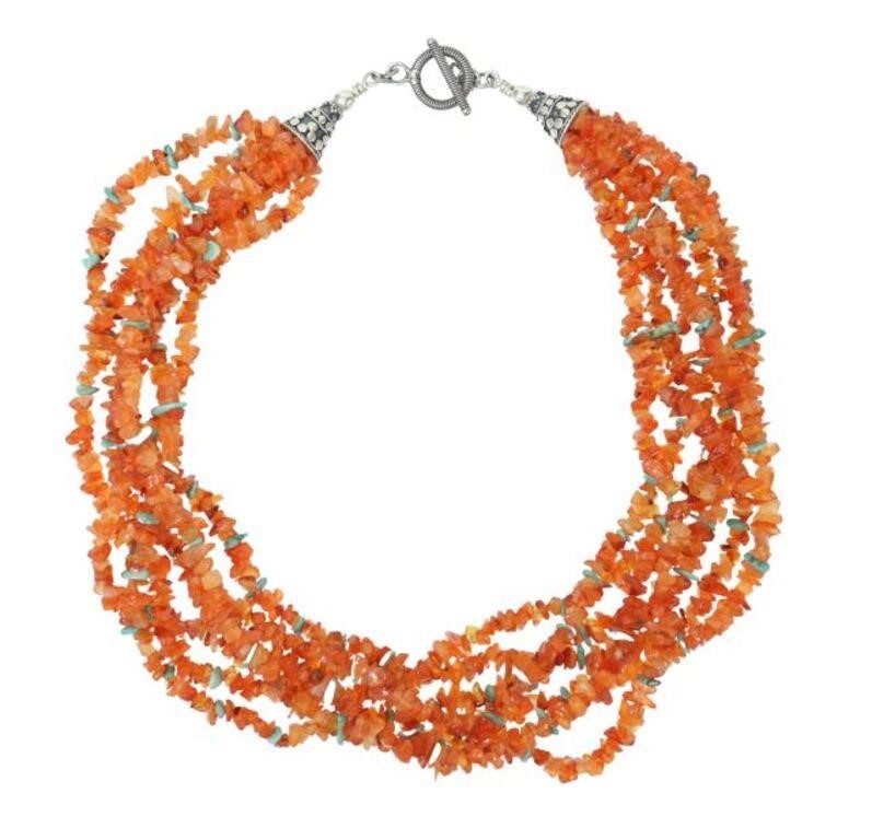 Appraisal: Southwest style multi-strand choker necklace seven strands of carnelian chips