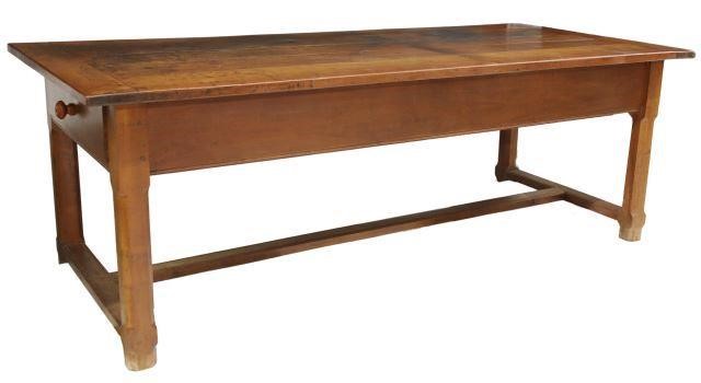 Appraisal: French fruitwood farmhouse table late th c thick tabletop comprised