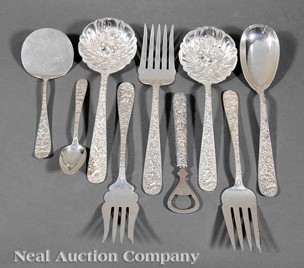 Appraisal: A Group of Baltimore Sterling Silver Repouss Flatware primarily S