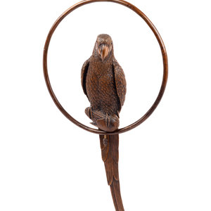 Appraisal: A Black Forest Carved Parrot on Ring Perch Ornament th