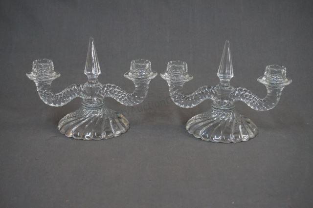 Appraisal: Pair Fostoria Colony Double Candle Stick Holders 's- 's -