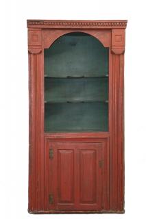 Appraisal: COLONIAL CORNER CABINET th c Pine Architectural Open Front Cabinet