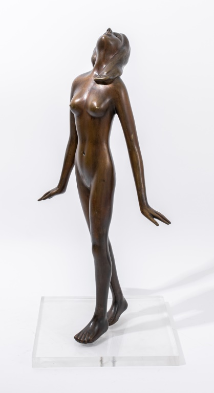 Appraisal: VICTOR SALMONES FEMALE FIGURE BRONZE SCULPTURE Victor Salmones Mexican -