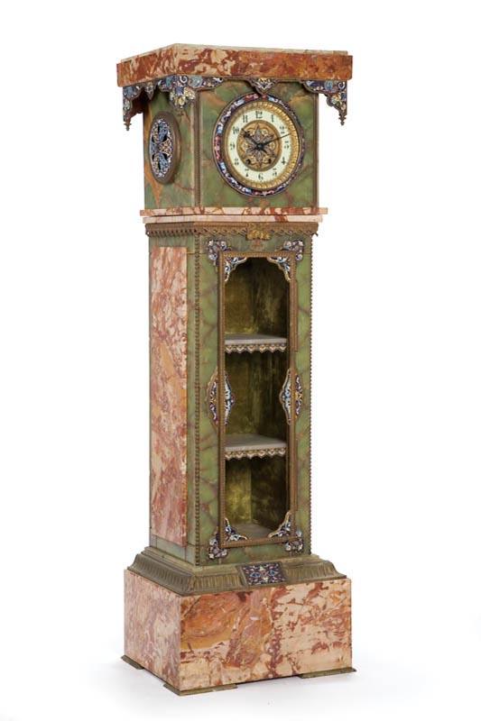 Appraisal: CHAMPLEVE' PEDESTAL CLOCK French late th-early th century onyx and