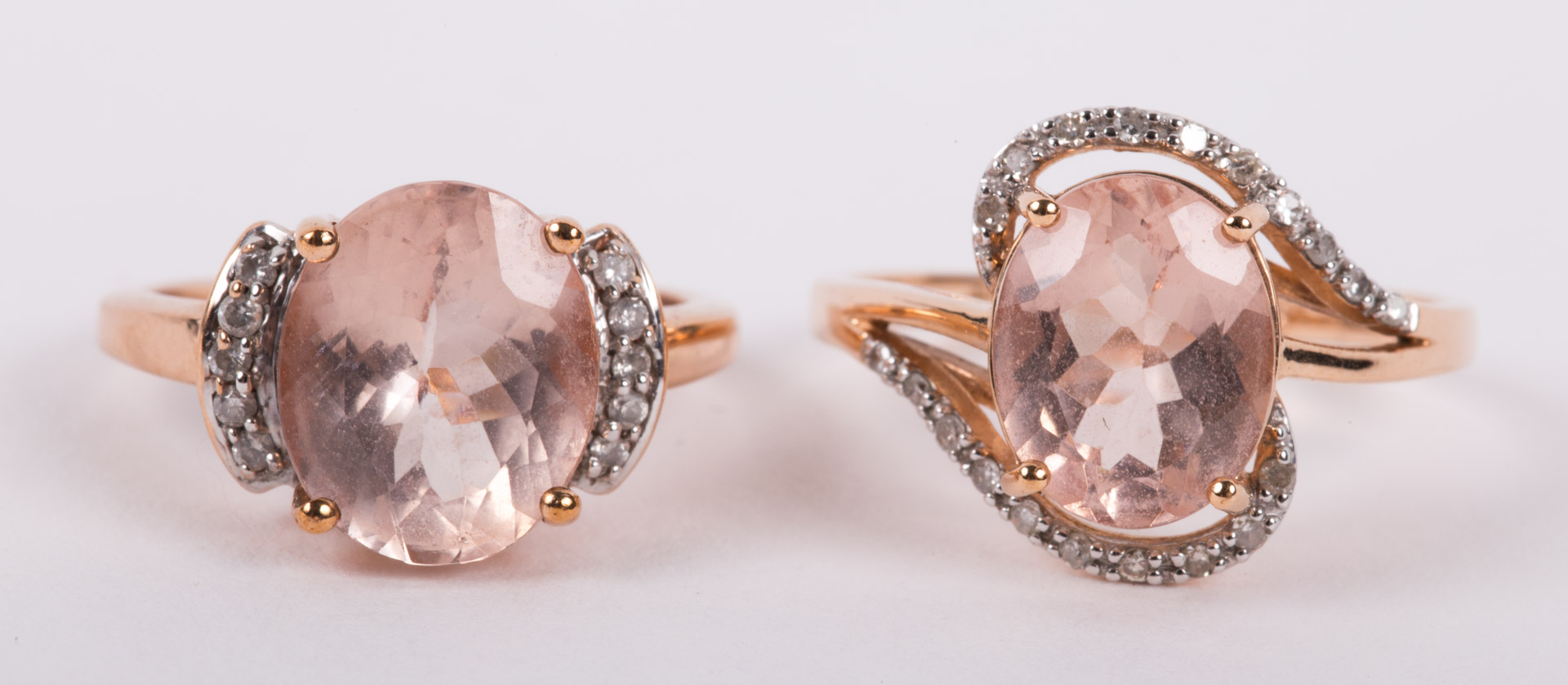 Appraisal: Two Morganite Diamond Rings k gold size and size