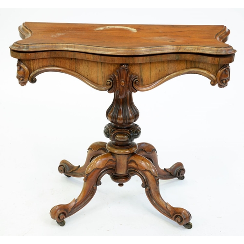 Appraisal: A Victorian serpentine rosewood card table the lobed baluster pillar