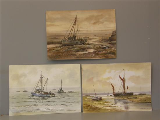 Appraisal: Keith Burtonshaw three watercolours of East Anglia Low Tide Refections