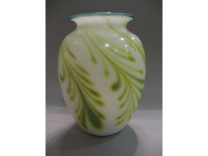 Appraisal: LOTTON GLASS COMPANY Tapering vase with flared rim having white