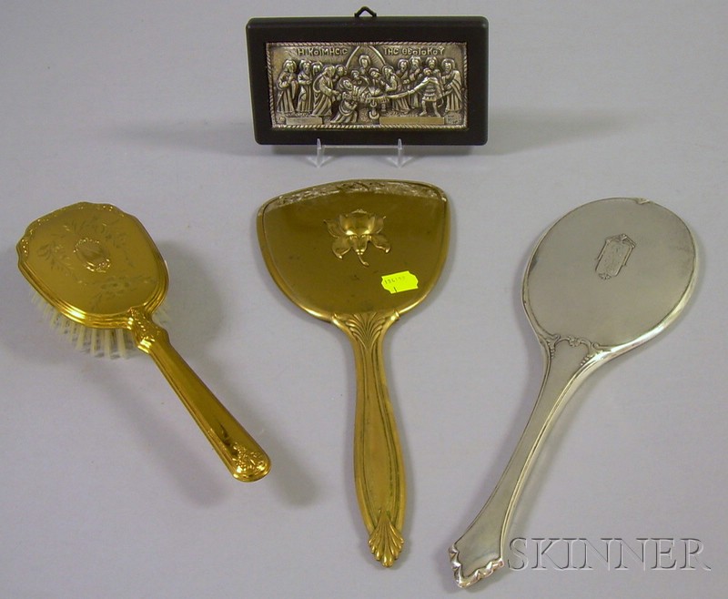 Appraisal: Sterling Silver Icon a Sterling Hand Mirror and Two Other