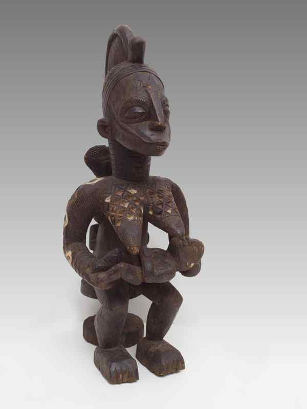 Appraisal: CARVED AFRICAN AFO MATERNITY FIGURE NIGERIA '' x '' x