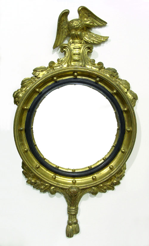 Appraisal: Giltwood convex mirror th c h