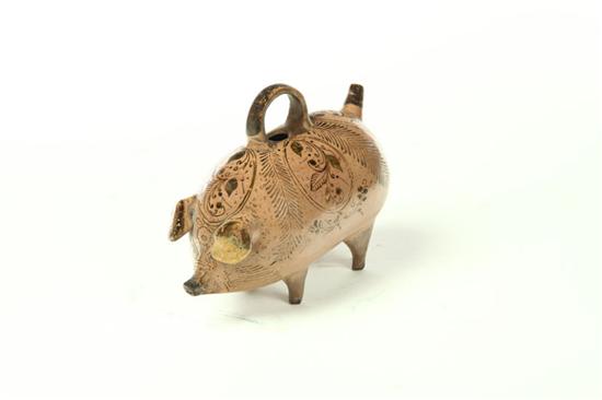 Appraisal: PIG BOTTLE European or the Americans th century Thin molded