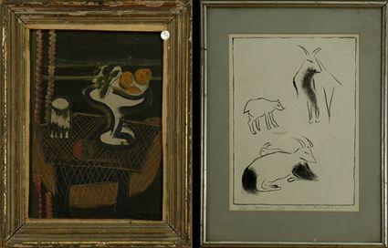 Appraisal: th Century School Three Still Lifes Oil on masonite two