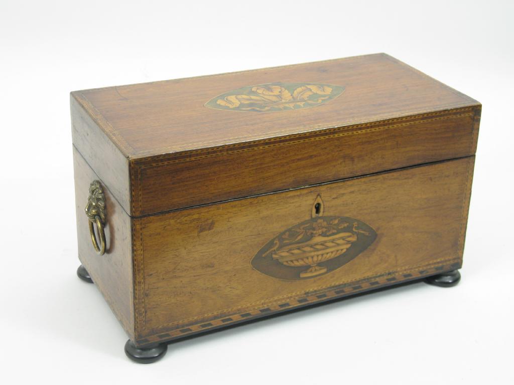 Appraisal: A Georgian mahogany Tea Caddy with Prince of Wales feathers