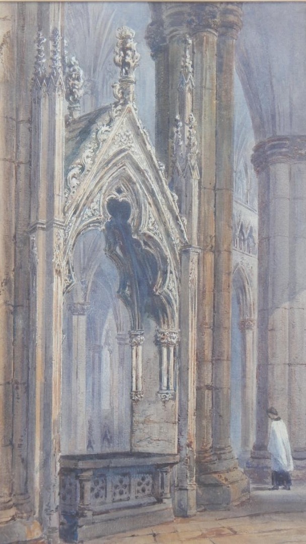 Appraisal: Caroline St John Mildmay - Church interior watercolour cm x