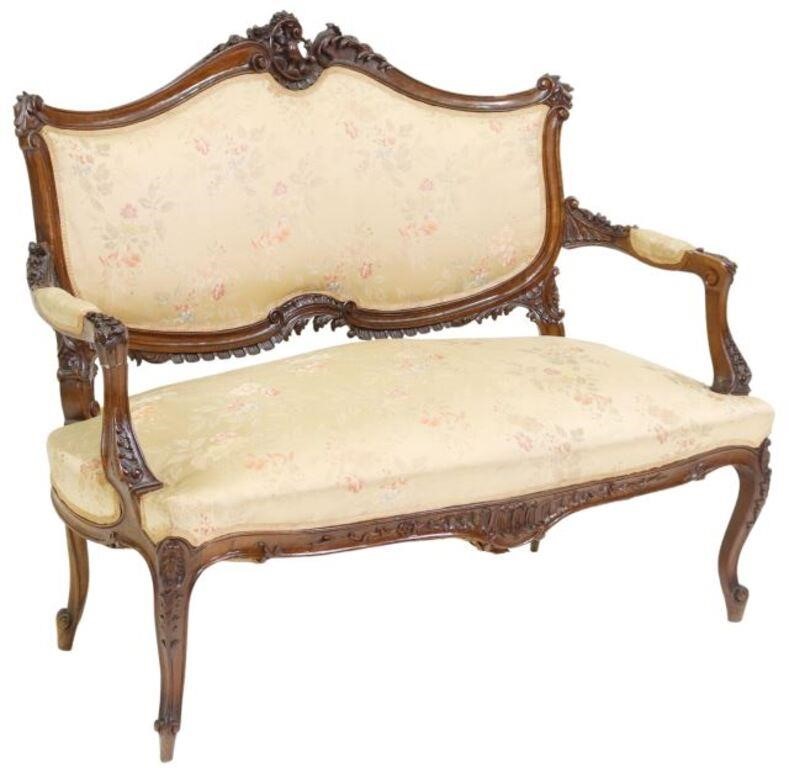 Appraisal: Louis XV style salon settee late th c carved rocaille