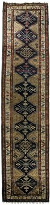 Appraisal: Persian runner ten stepped diamond central medallion on beige field