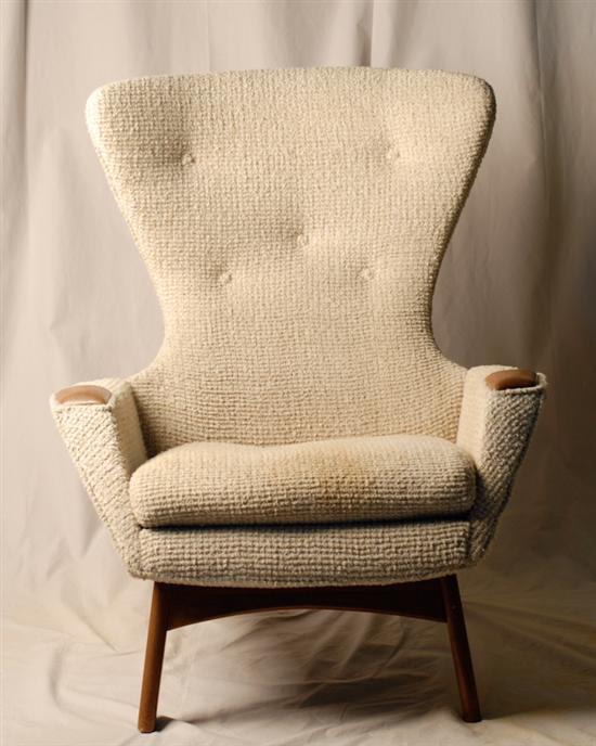 Appraisal: Danish Modern Arm Chair s Teak with cream upholstery Interesting