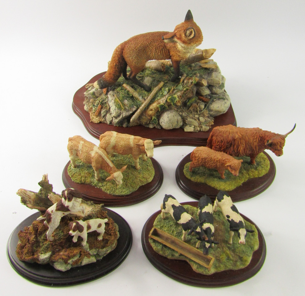 Appraisal: Five Border Fine Arts figure model groups of a fox