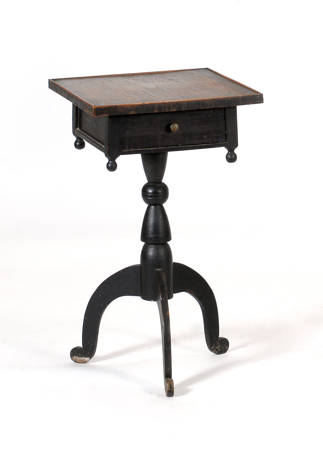 Appraisal: TH CENTURY AMERICAN STAND with single drawer turned pedestal and