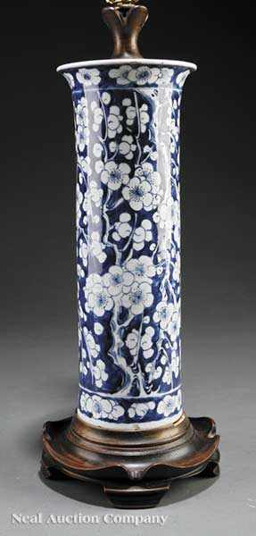 Appraisal: A Chinese Kangxi-Style Blue and White Porcelain Sleeve Vase cylindrical