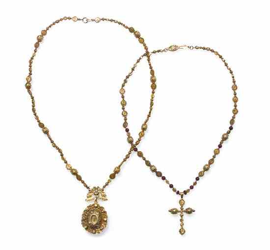 Appraisal: A Group of Karat Yellow Gold Bead Necklaces consisting of