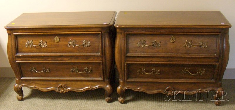 Appraisal: Pair of Louis XV Style Carved Oak and Oak Veneer