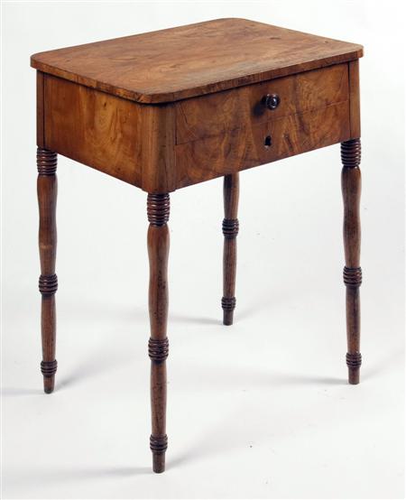 Appraisal: A th century German birch work table the rounded rectangular