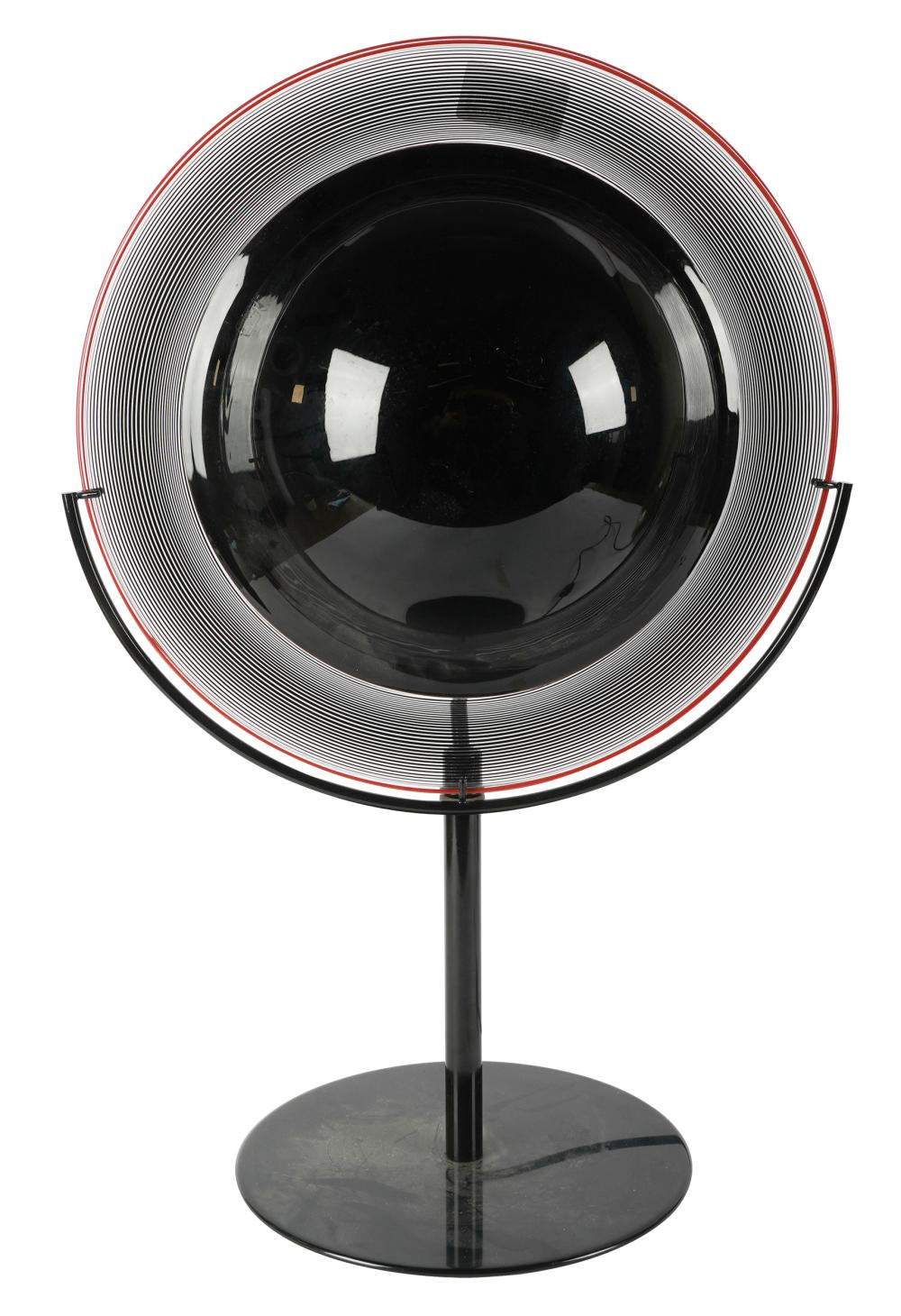 Appraisal: MURANO-STYLE GLASS METAL TABLE LAMPunsigned the bowl-form shade in black