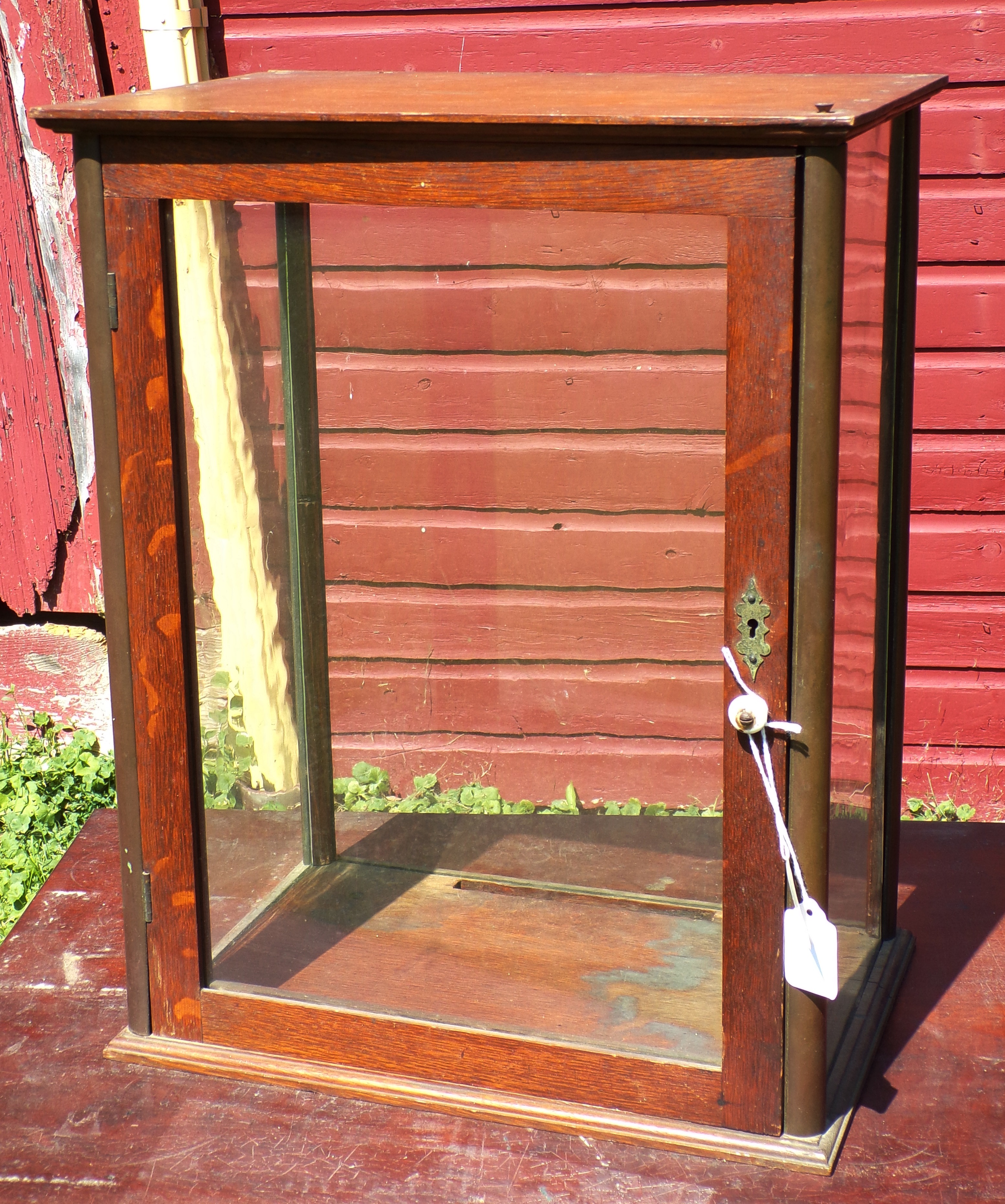 Appraisal: Oak table top display case with brass trim x x