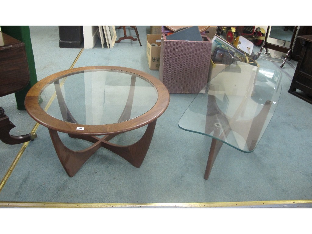 Appraisal: Two G-Plan coffee tables with glass tops