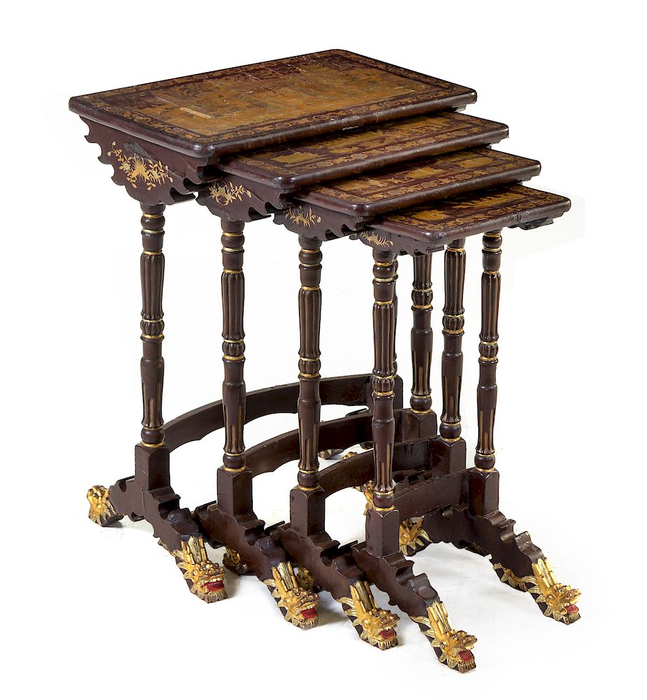 Appraisal: A Set of Four Chinese Nesting Tables Height ov A