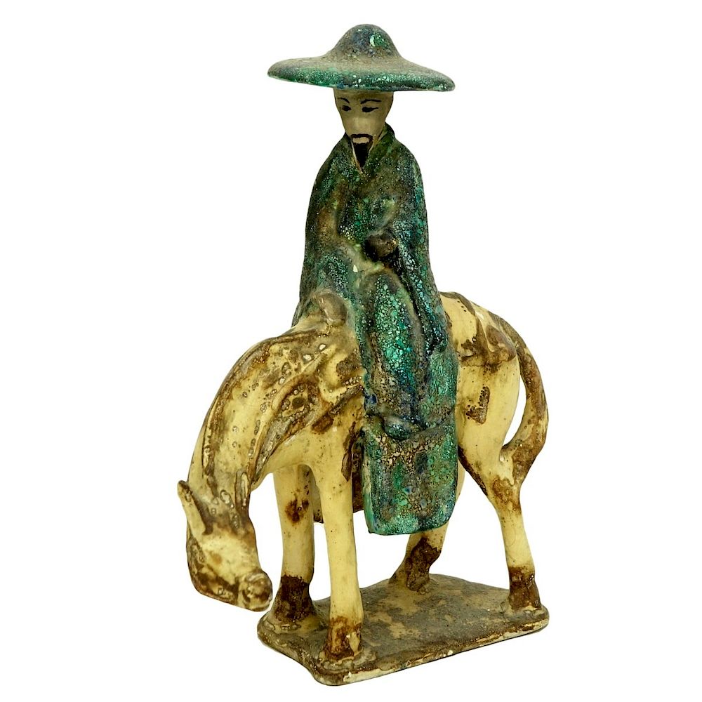 Appraisal: Chinese Tang Style Polychrome Pottery Figure Chinese Tang Dynasty Style