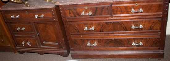 Appraisal: Victorian walnut marble-top dresser and a matching washstand Estimate -