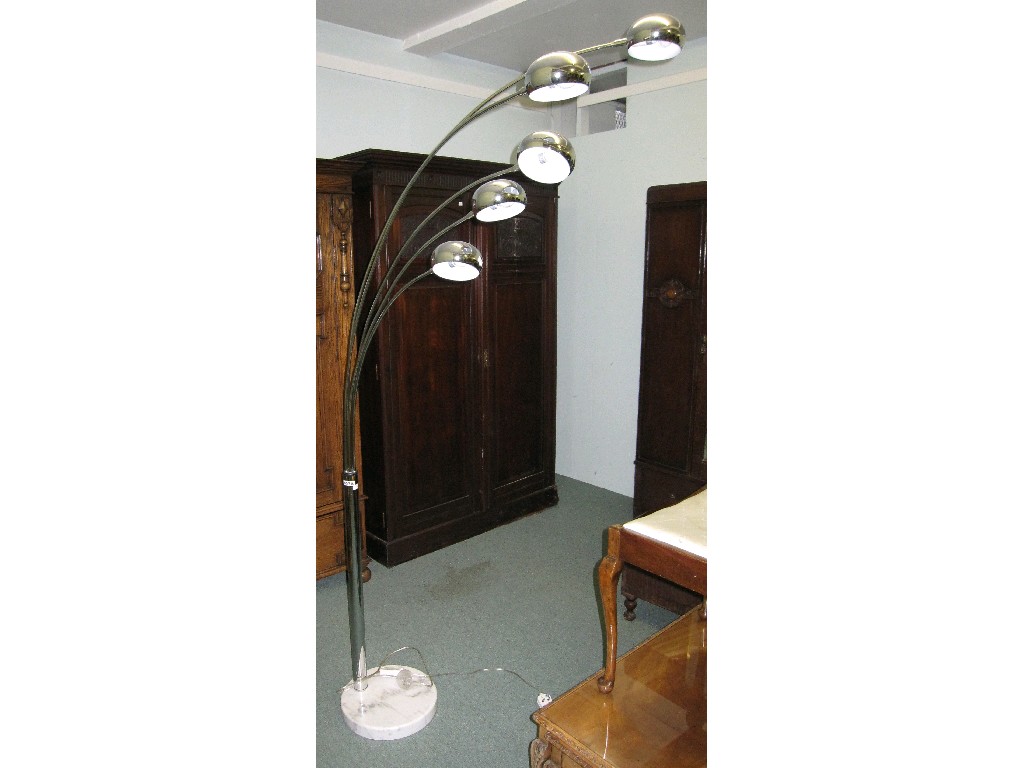 Appraisal: th century design five branch chrome floor lamp