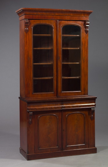 Appraisal: Victorian Glazed Mahogany Bookcase Cabinet third quarter th century the